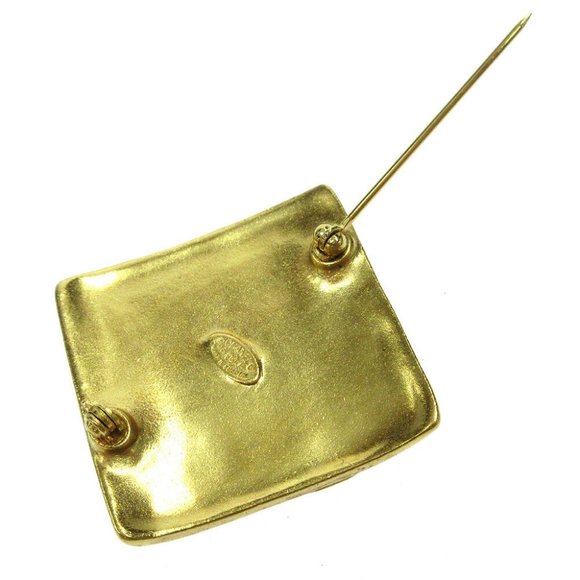 Authentic CHANEL CC Logos Rhombus Brooch Pin Corsage Gold-Tone 96P Accessories - Picture 5 of 6